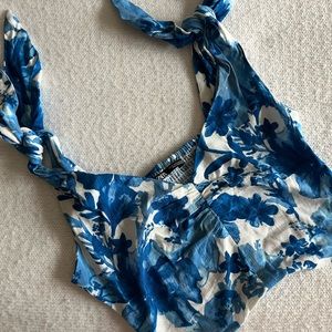 Zara Blue and White Floral Top